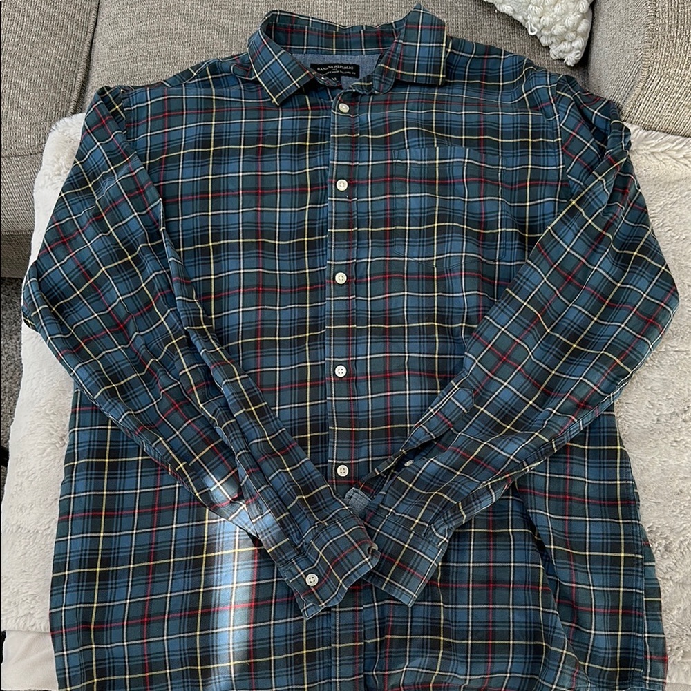 Men's Plaid Shirt - Blue, Red, Yellow